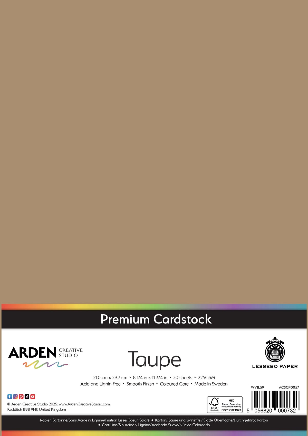 Arden Creative Studio Premium Cardstock A4 225gsm 20 Pack