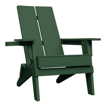 Chaise pliante d'extérieur Adirondack en polymère avec porte-gobelet