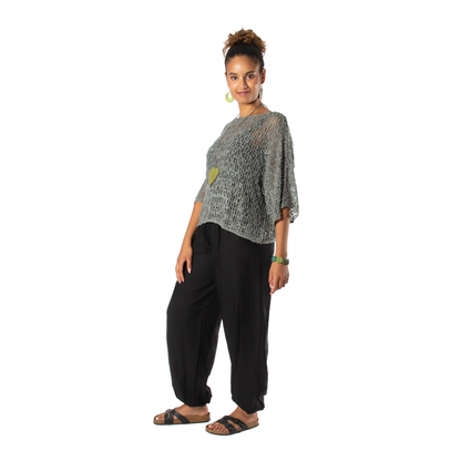 Grey Popcorn Knit Top