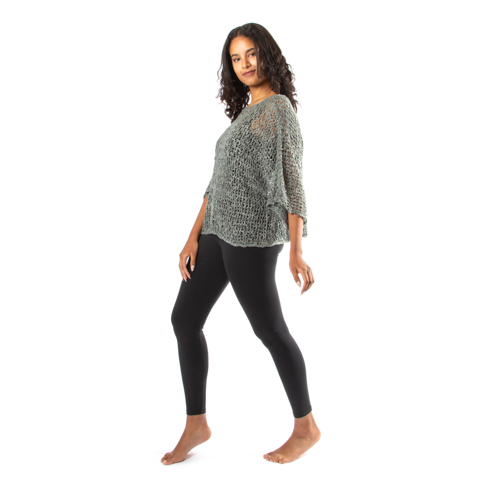 Grey Popcorn Knit Top