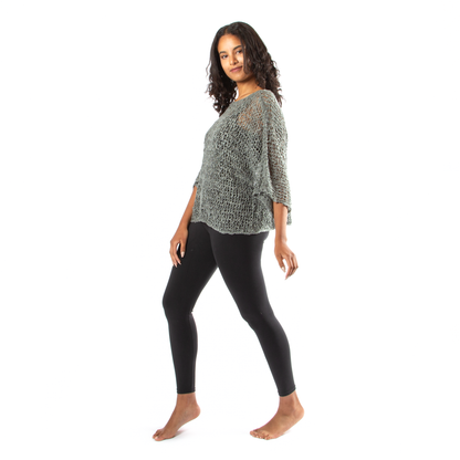 Grey Popcorn Knit Top