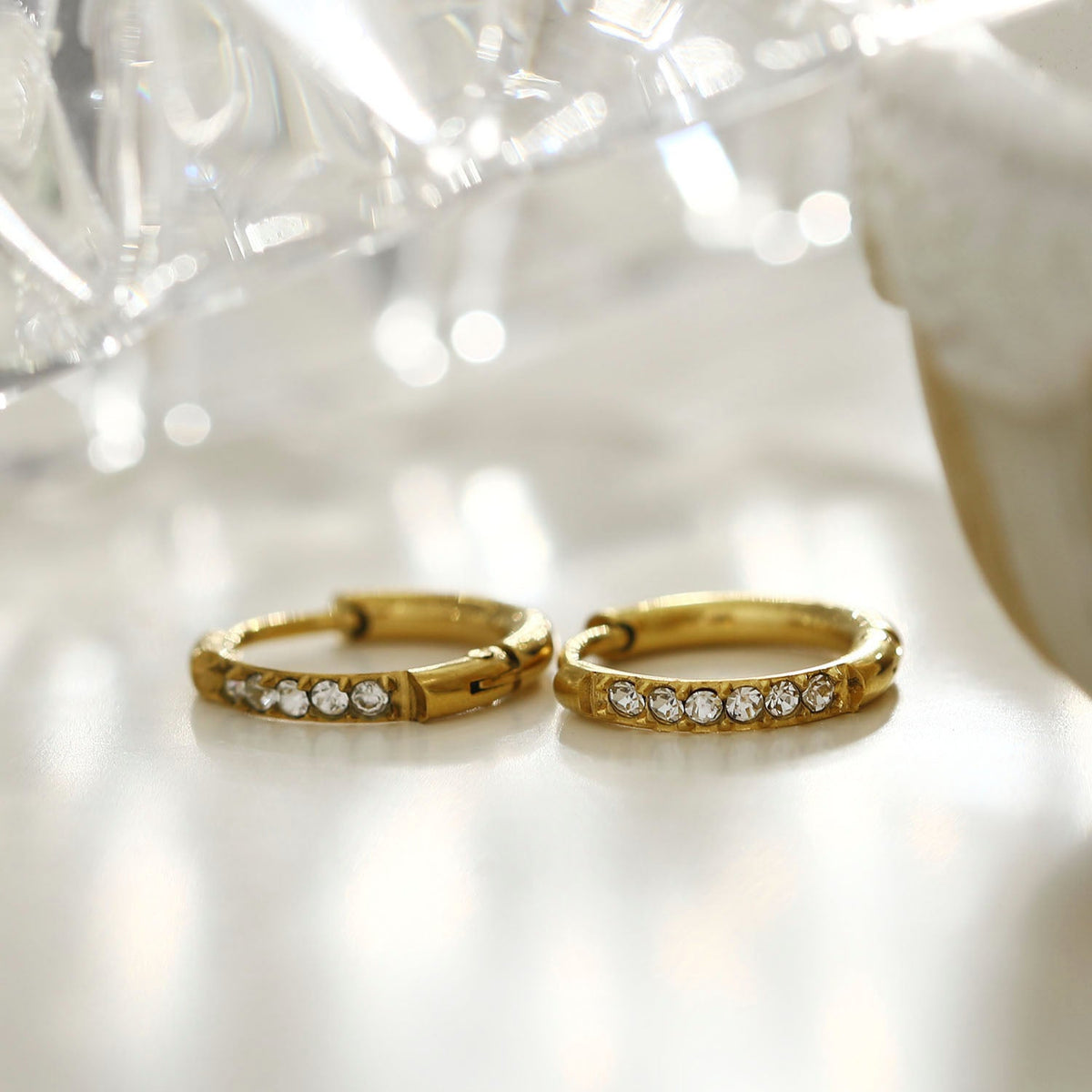 ALASTRANA: Classic Mini Hoops embedded with Zirconia Gemstones