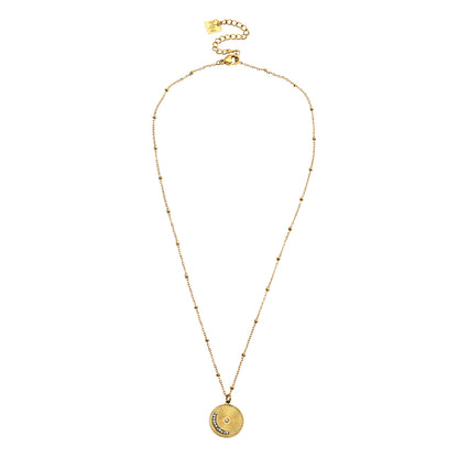 AMASA: Beaded Chain with Star & Pavé Crescent Moon Zirconia Charm - Gold