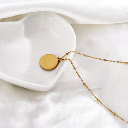 AMASA: Beaded Chain with Star & Pavé Crescent Moon Zirconia Charm - Gold