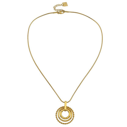 AMELIA Trio Textured Circle Pendants Gold Necklace