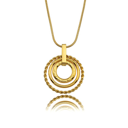 AMELIA Trio Textured Circle Pendants Gold Necklace