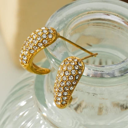 ANCORA: Pear-Shaped Stud Earrings with Pavé Zirconia (CZ) Sparkle.