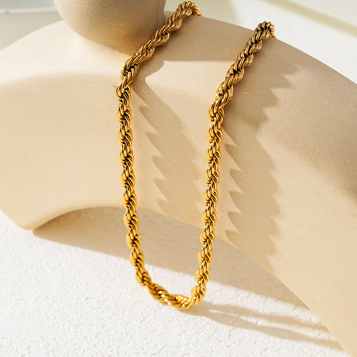 ARKELEY Gold : Collier texturé chaîne corde épaisse