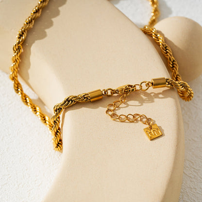 ARKELEY Gold : Collier texturé chaîne corde épaisse