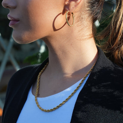 ARKELEY Gold : Collier texturé chaîne corde épaisse