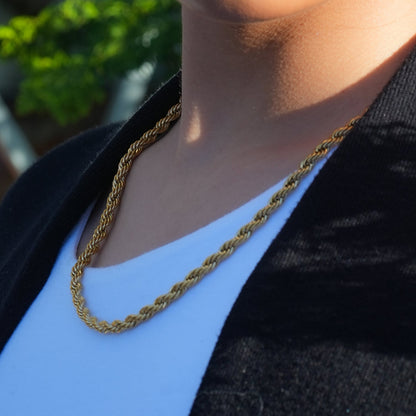 ARKELEY Gold : Collier texturé chaîne corde épaisse