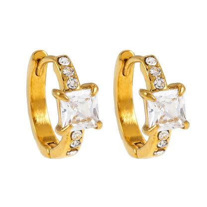 Style ASTORIA Or : Mini Créoles en Or avec Zircons Incrustés
