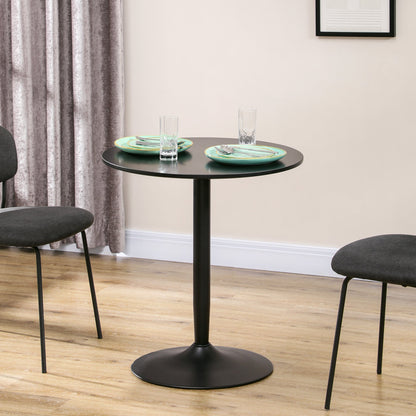 Table à manger ronde moderne Jan avec piètement en acier pour petits espaces - Noir