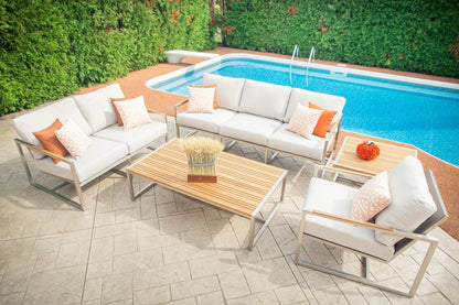 Fauteuil club Acacia en acier inoxydable avec coussins Sunbrella®