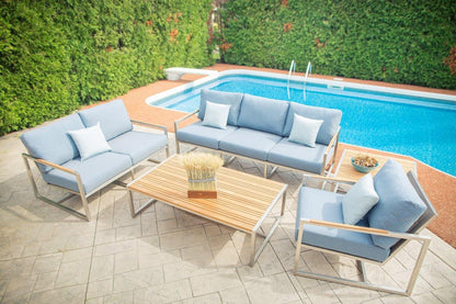 Causeuse en acier inoxydable Acacia avec coussins Sunbrella®