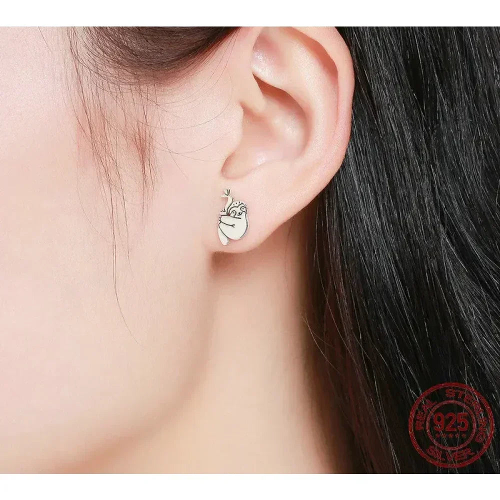 Adorables boucles d'oreilles paresseux en argent sterling - Bijoux animaux mignons