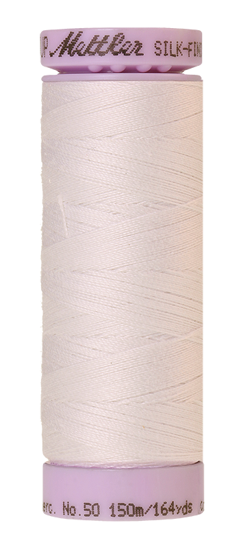 Fil de coton Mettler Silk-finish 50wt, uni, 150m, blanc