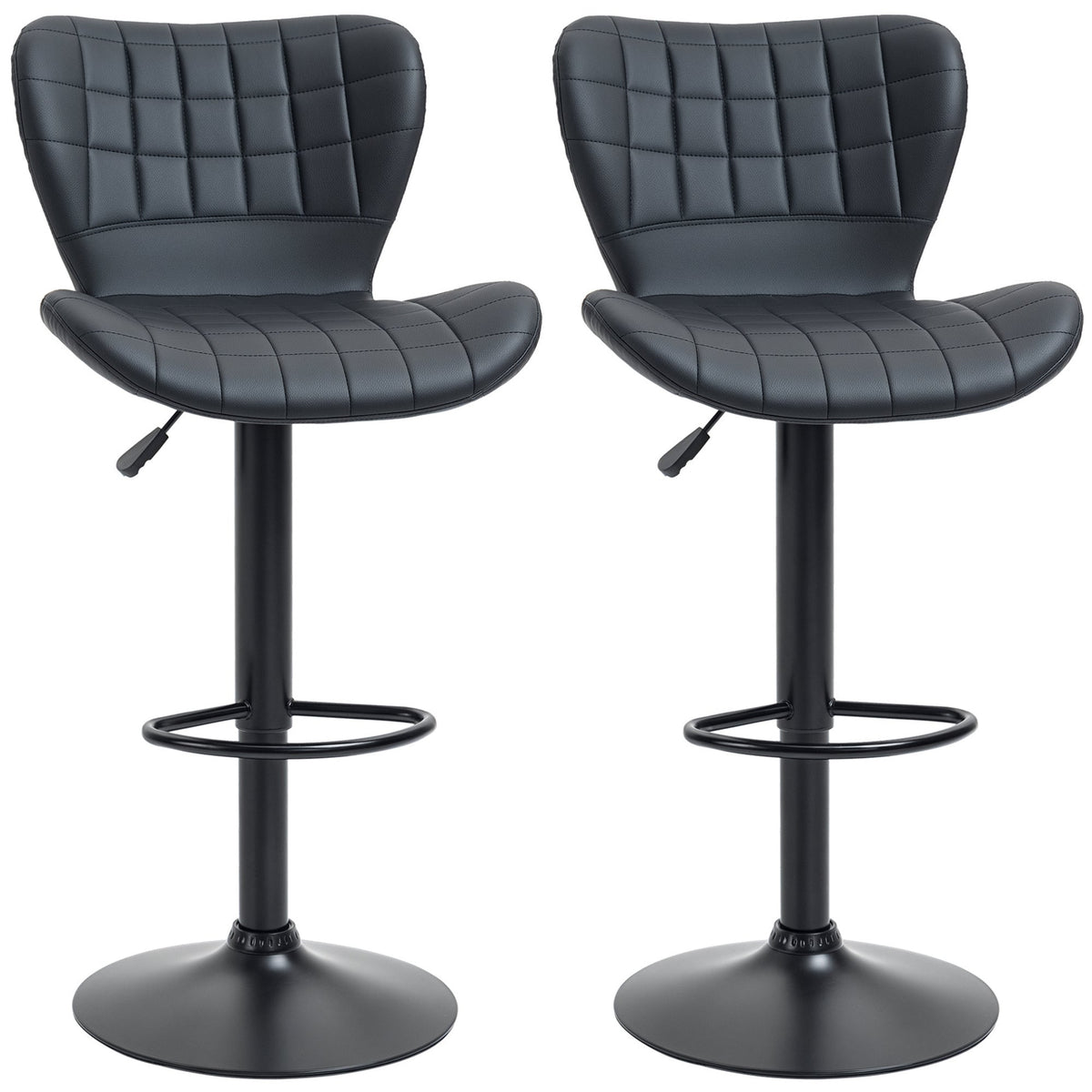 Avion Counter/Barstools with Adjustable Height and Swivel-Set of 2-Black
