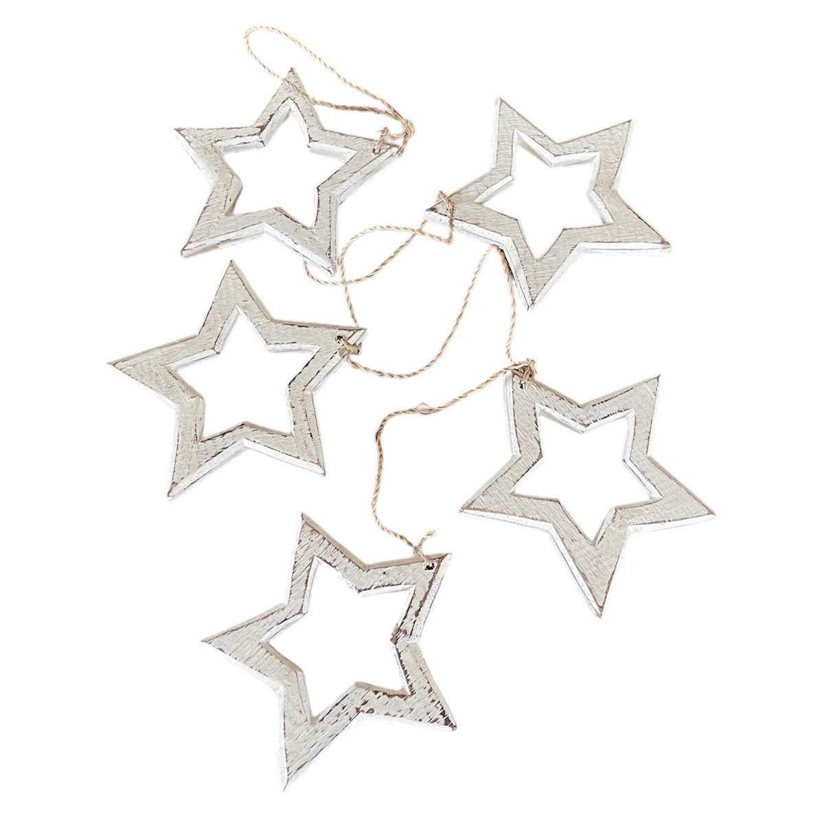 Hanging String Of Open Wooden Stars