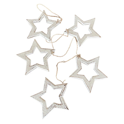 Hanging String Of Open Wooden Stars