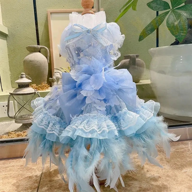 Robe de princesse Elsa pour chien | Tenue de soirée féerique pour chien