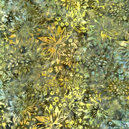Timeless Treasures Tonga Batik - Fleurs sauvages olive - B4363-OLIVE