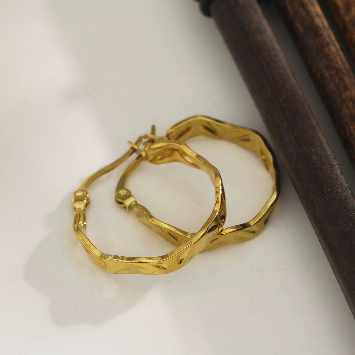 BARDELLO: AM to PM Twisted Textured Wavy Hoop Earrings