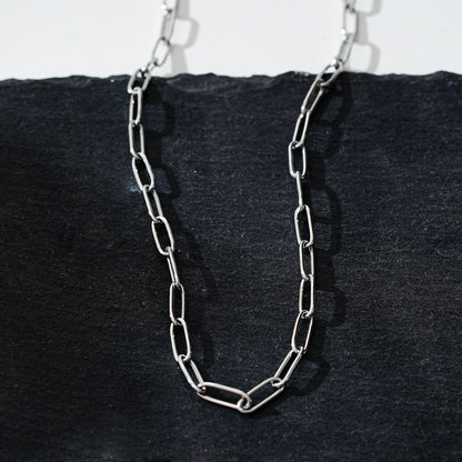 Style BARNSBURY: Essential Silver Chain Link Paper-Clip Necklace - 22"
