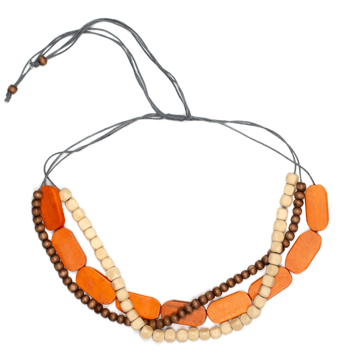 3 Strand Wooden Bead Necklace