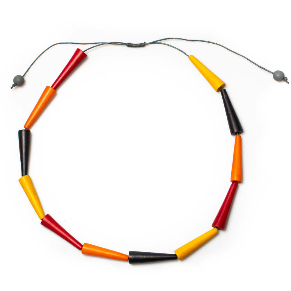 Collier conique en bois multicolore