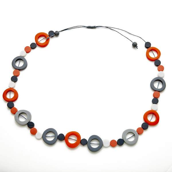 Long Resin Hoop and Disc Necklace