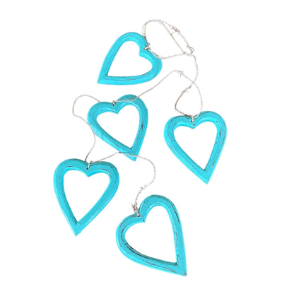 Hanging String Of Open Wooden Hearts