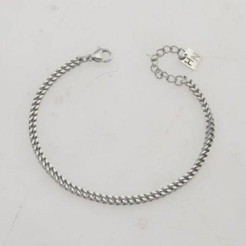 BILLIE Silver (White Gold): Cuban Link Chain Silver Bracelet