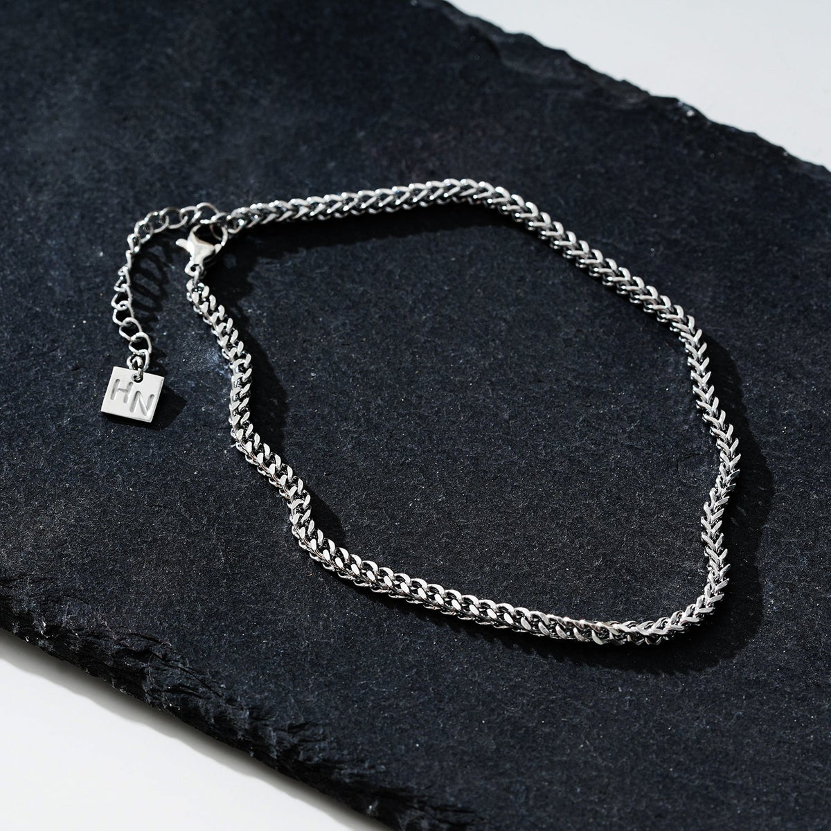 BILLIE LG Silver (White Gold): Cuban Link Chain Anklet