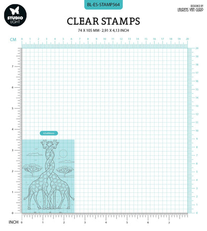 BL Tampon Transparent Girafes Entrelacées Par Laurens 89x64x3mm 1 PC nr.564