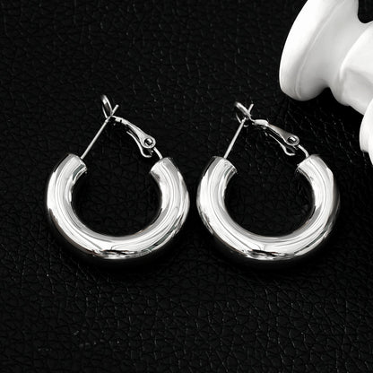 BLYDE Silver (White Gold): Semi-Wide Essential Hoop Earrings (2.5cm)