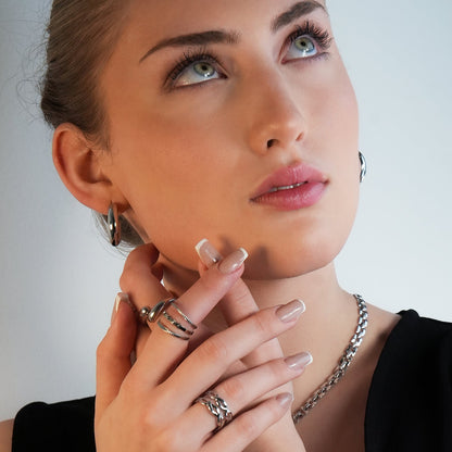 BLYDE Silver (White Gold): Semi-Wide Essential Hoop Earrings (2.5cm)