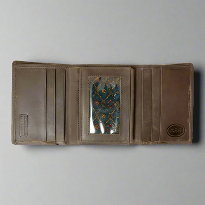 JBG Men’s Trifold Leather Flip-up Wallet. Genuine Distressed Leather RFID Blocking Wallet