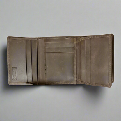 JBG Men’s Trifold Leather Flip-up Wallet. Genuine Distressed Leather RFID Blocking Wallet
