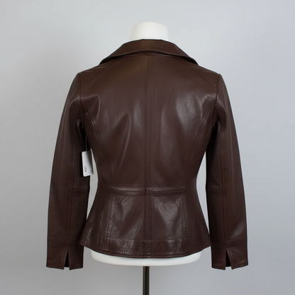 BOL Women's Classic Open Collar Leather Jacket