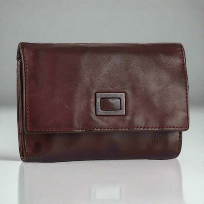 Portefeuille en cuir carré à patte MET pour femme