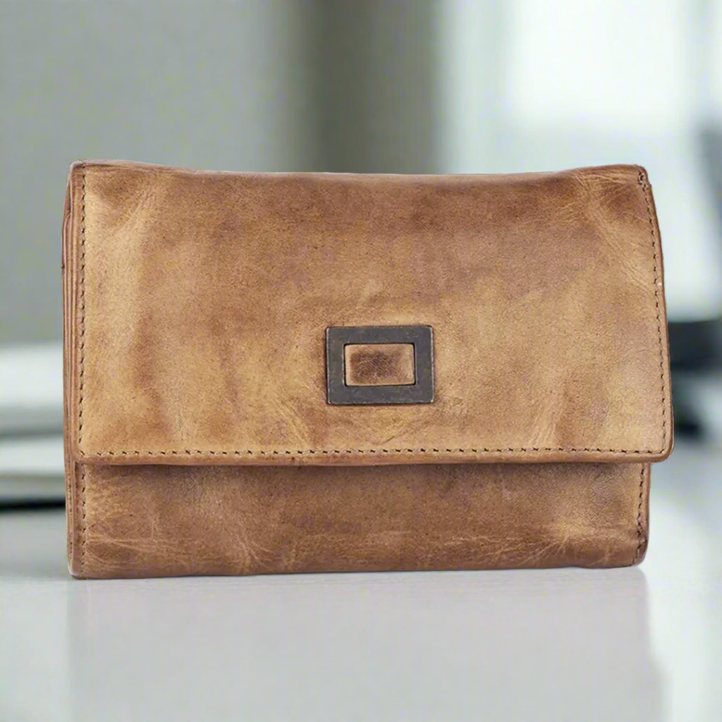 Portefeuille en cuir carré à patte MET pour femme