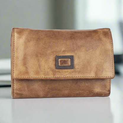Portefeuille en cuir carré à patte MET pour femme