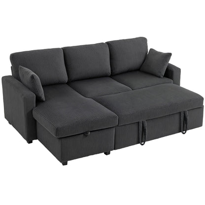 Canapé sectionnel convertible Leo 81" avec rangement et méridienne - Gris foncé