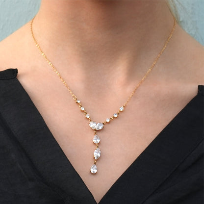 Style BUCKIE:  Multi Pendant Zirconia Chain Necklace