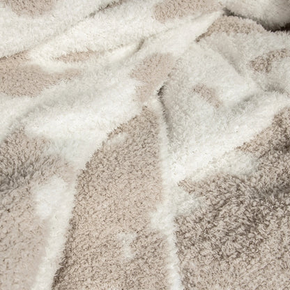 Couverture enfant imprimée vache beige rougissant et blanc