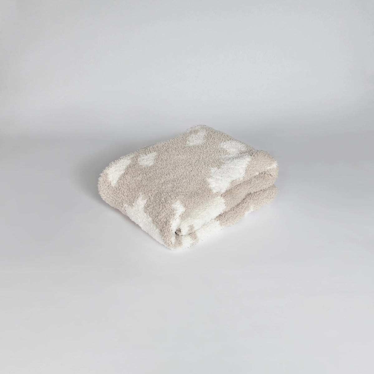Couverture enfant imprimée vache beige rougissant et blanc