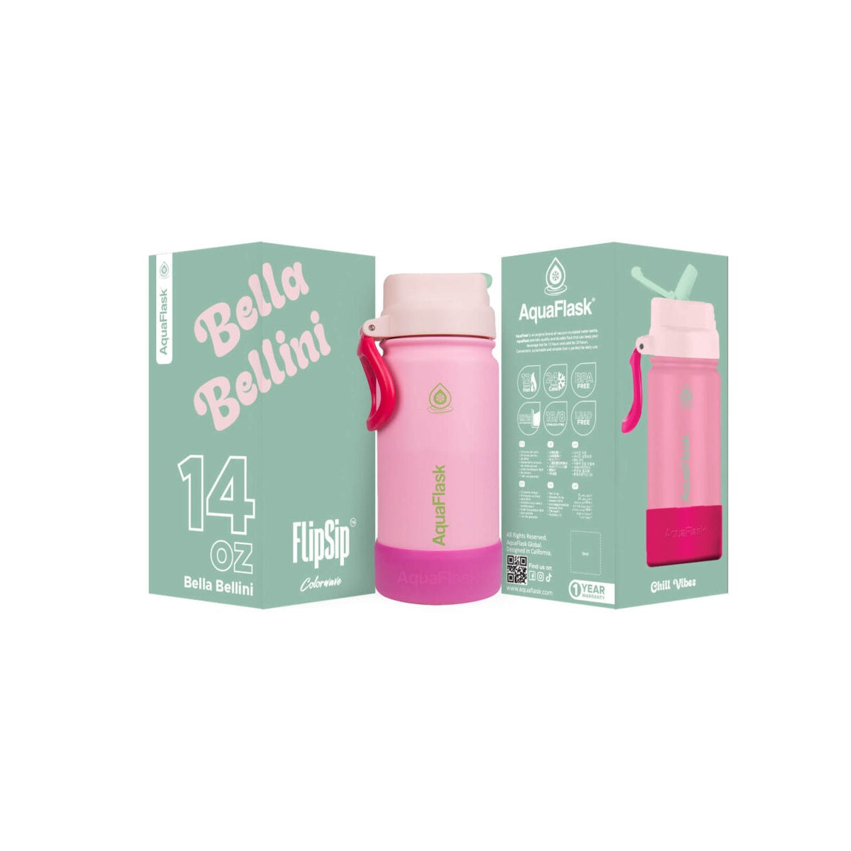 AquaFlask Kids FlipSip 414mL (14oz) Water Bottles