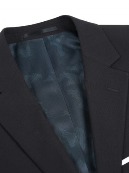 CRÉEZ VOTRE FORFAIT : Costume ajusté extensible noir (le forfait comprend un costume 2 pièces, une chemise, une cravate ou un nœud papillon, une pochette assortie et des chaussures)