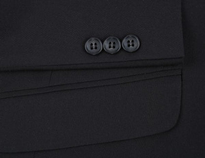 CRÉEZ VOTRE FORFAIT : Costume ajusté extensible noir (le forfait comprend un costume 2 pièces, une chemise, une cravate ou un nœud papillon, une pochette assortie et des chaussures)